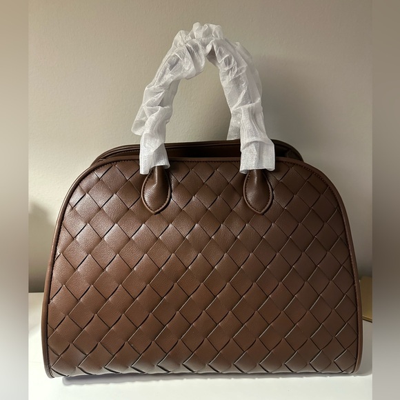 NWT  Viral Anthropologie Woven Structured Weekender Satchel Tote Bag - Picture 6 of 8